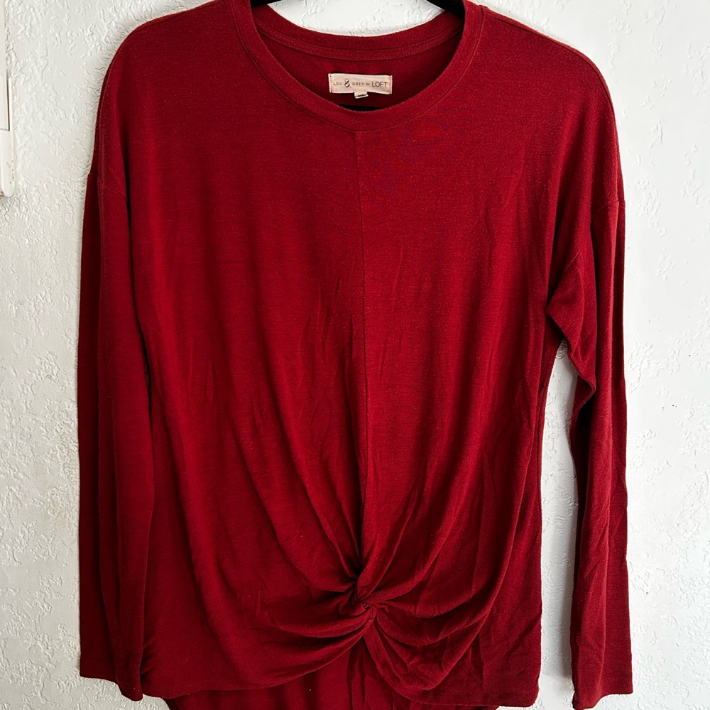 Lou & Grey Deep Red Twist Blouse
